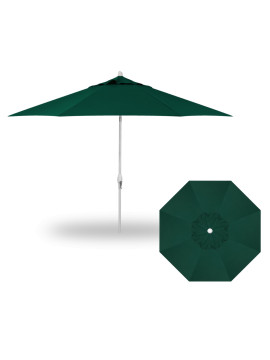 11' Auto Tilt Umbrella -  White / Forest Green